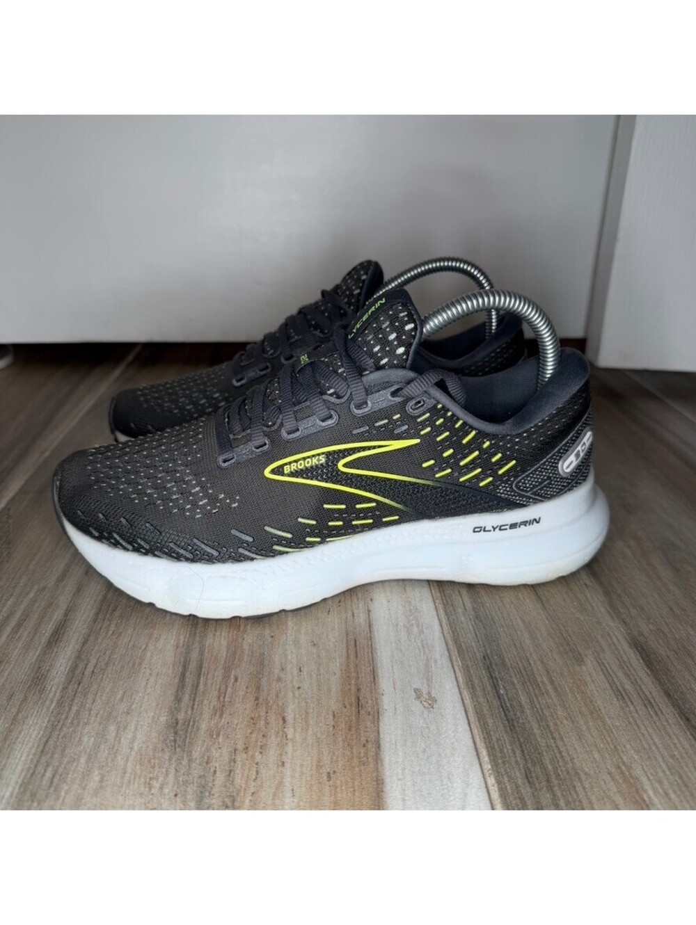 Brooks Glycerin 20 Gray Lime Green Yellow Womens Running Sneaker Shoes Sz 8